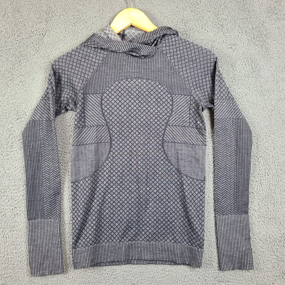 Lululemon Rest Less Hoodie Gray Space Dye Long Sleeve Running Top Womens Size 6
